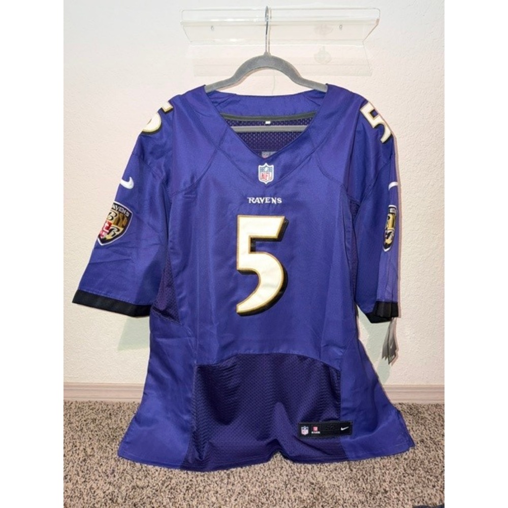 Nike Baltimore Ravens Joe Flacco 5 On Field Jersey Purple Mens Size 52 New